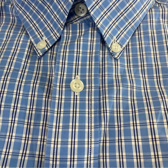 LL Bean Plaid Button-Down Shirt Men Traditional Fit Blue 262253 15-32 Custom - Picture 3 of 8